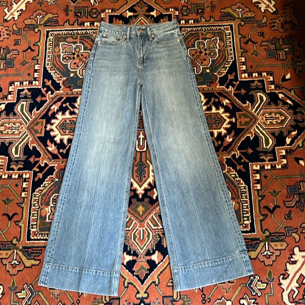 JCREW Wide Leg Denim Trouser Chambray Blue NWOT Size 26